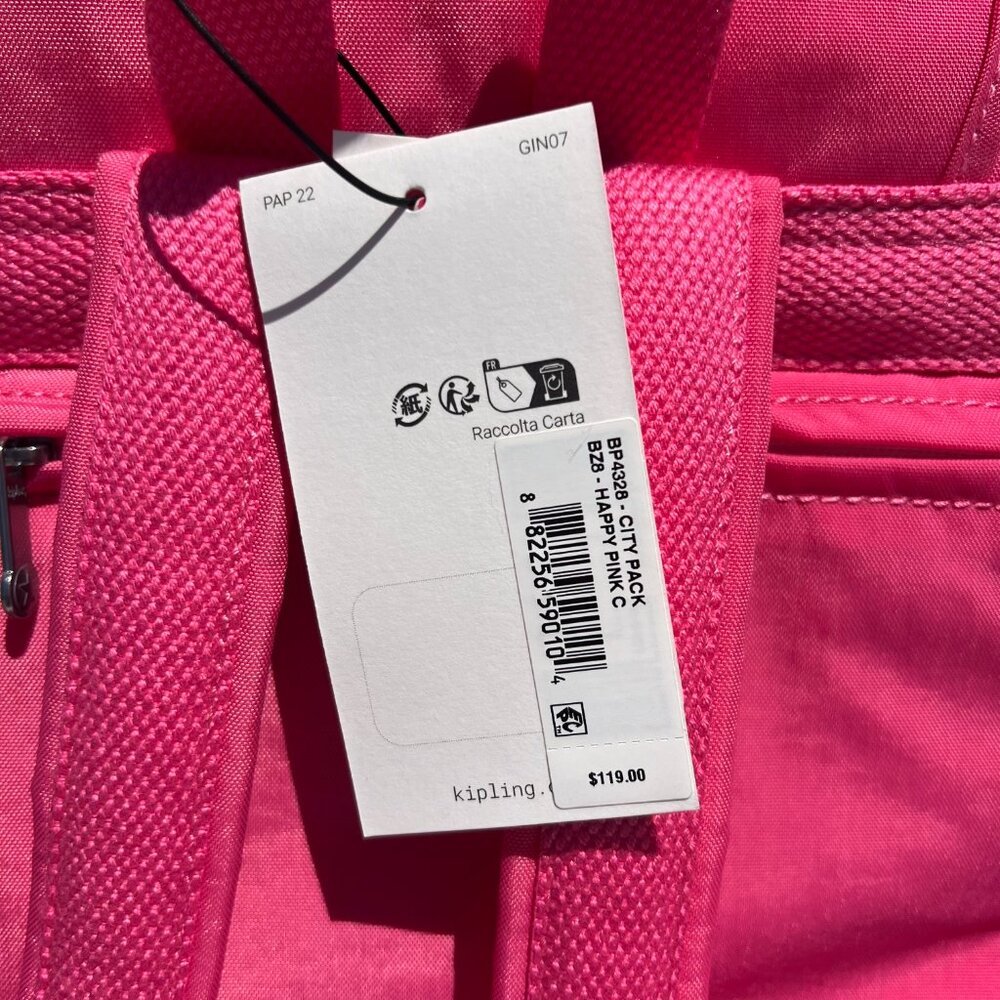 NWT Kipling Happy Pink City Pack Backpack - Picture 9 of 9